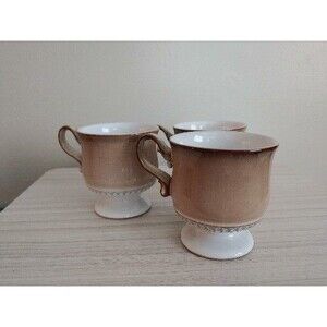 Denby England SEVILLE BROWN Footed Cup 3 3/8" Renaissance Set Of 3
